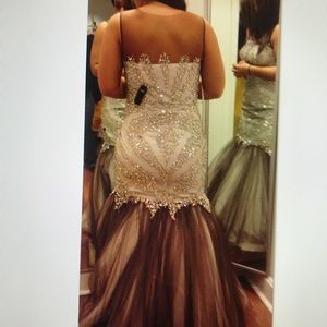 Camille La Vie Mesh/ Beaded Trumpet Dress